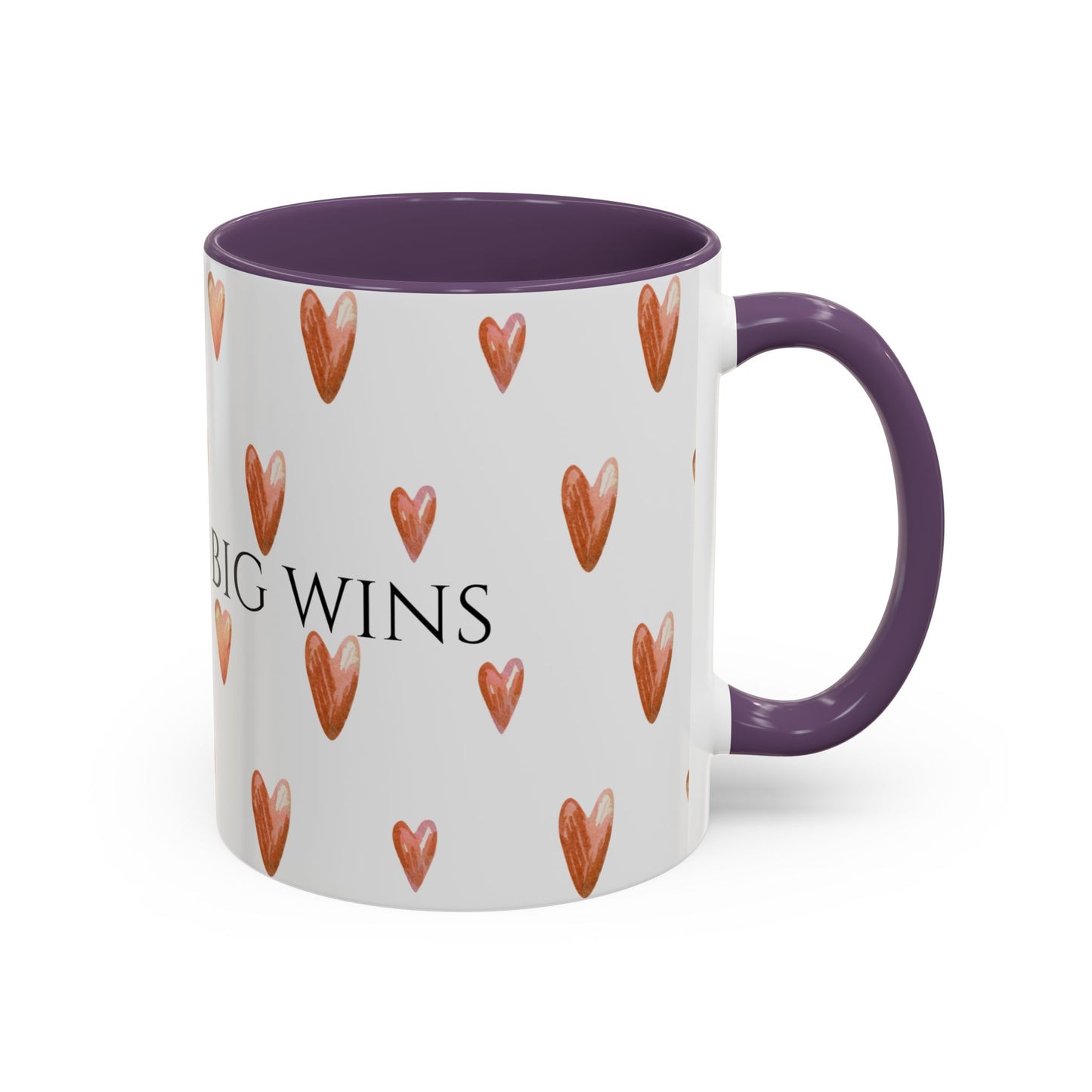 Small Sips, Big Wins Mug - Heart Patterned Accent