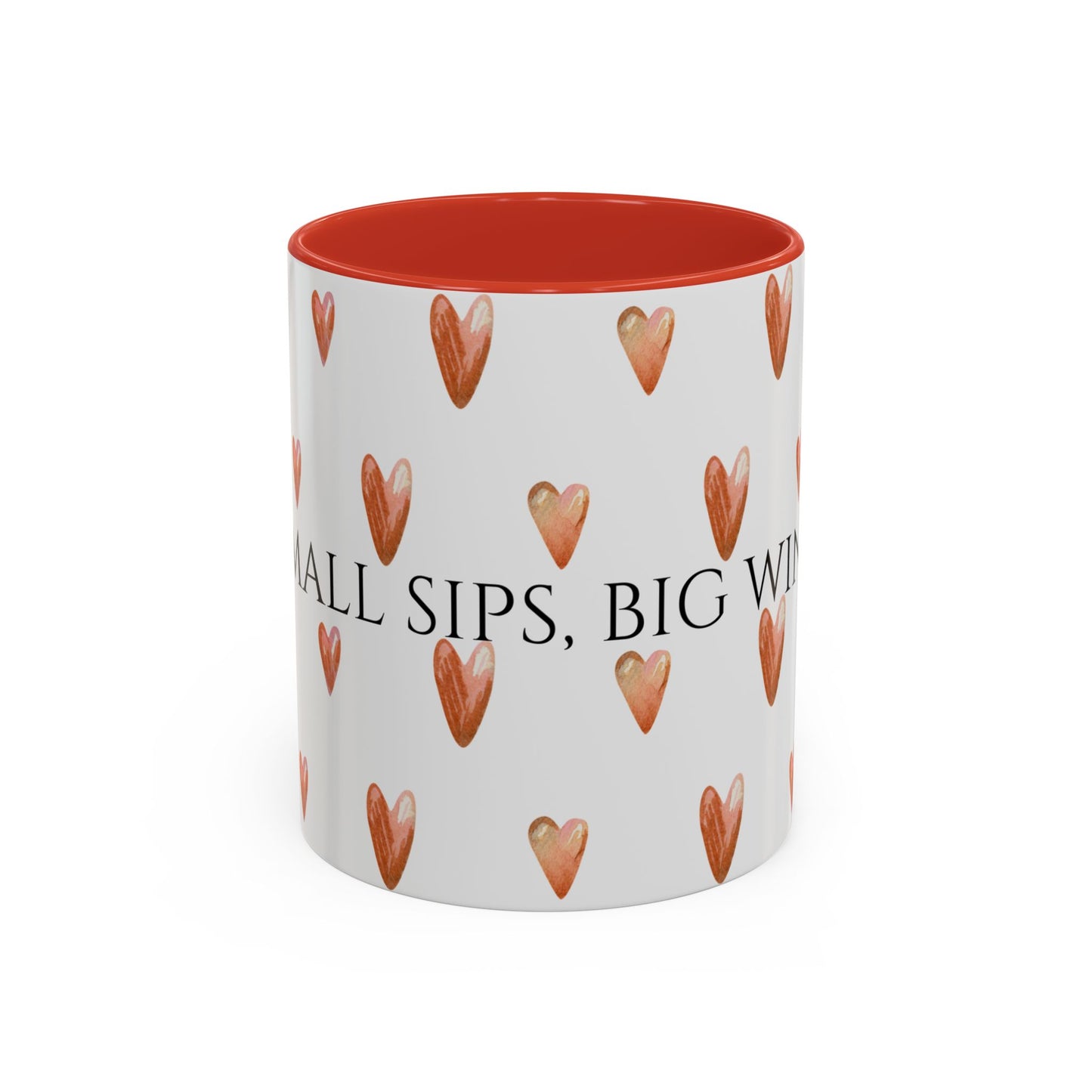 Small Sips, Big Wins Mug - Heart Patterned Accent