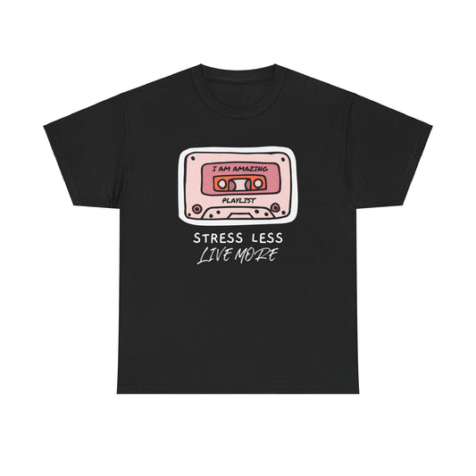 Stress Less Live More Retro Design Tee