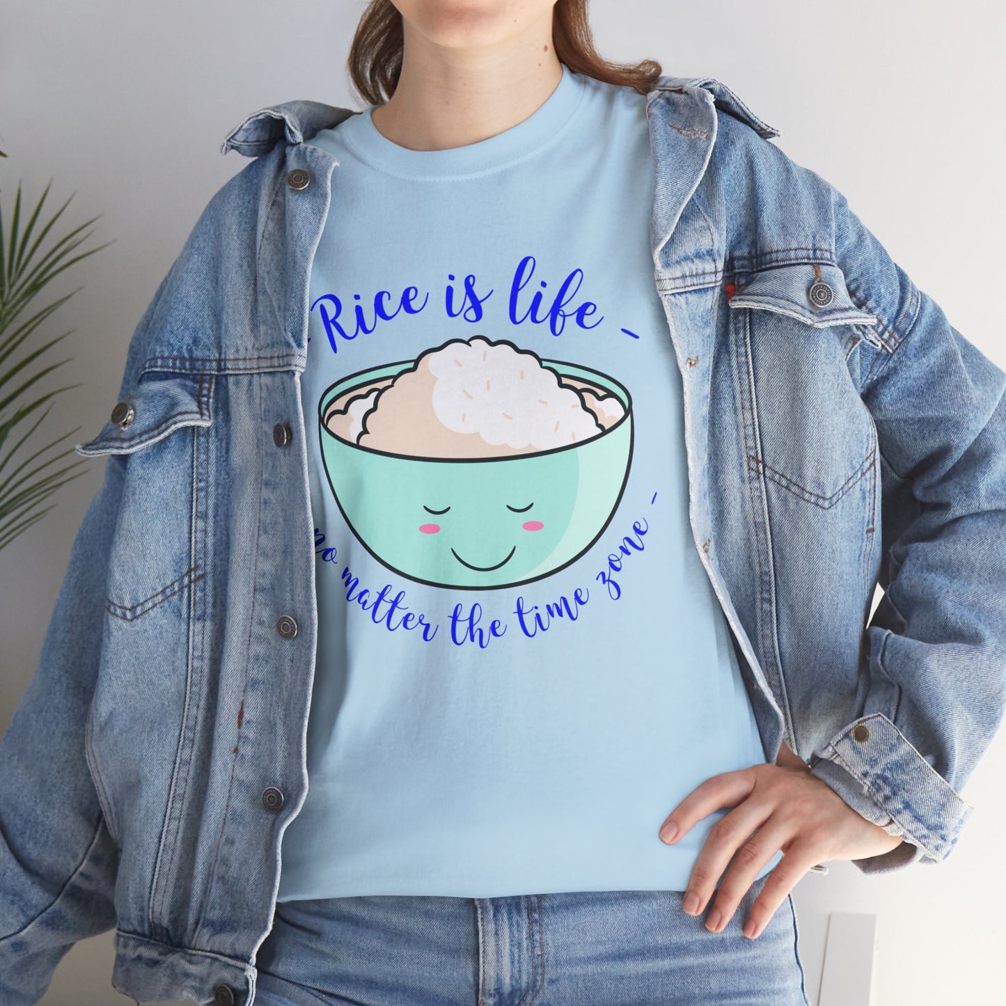 Rice is Life No Matter the Time Zone Cotton Tee