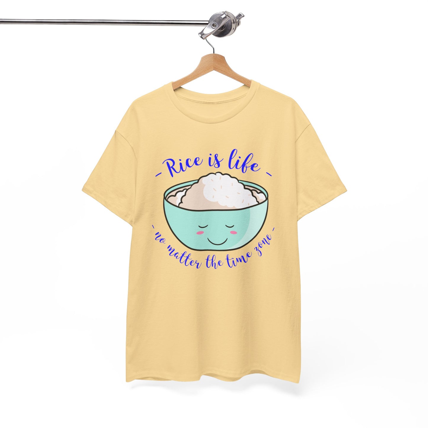 Rice is Life No Matter the Time Zone Cotton Tee