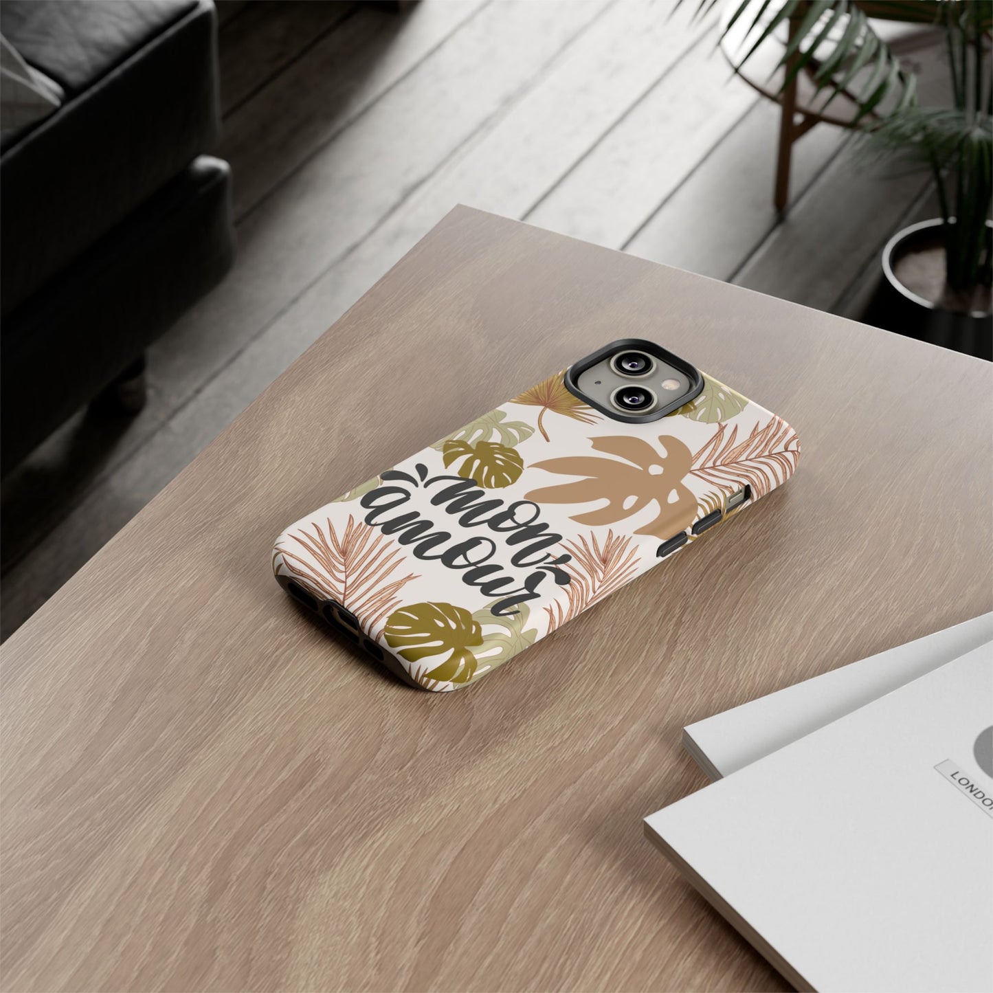 'Mon Amour' Stylish Tropical Phone Case Design