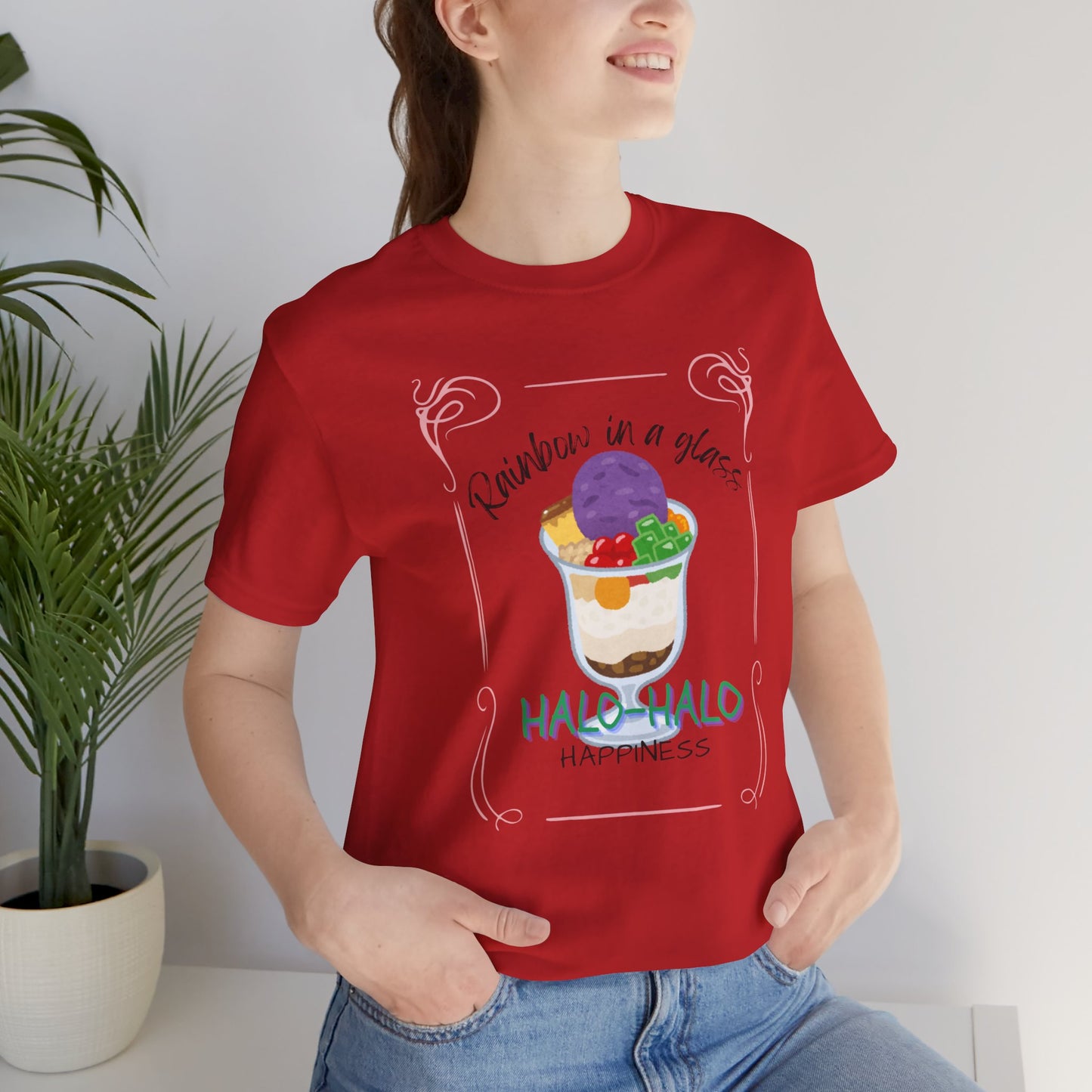 Rainbow in a Glass, Halo-Halo Happiness Women's Premium Soft Tee