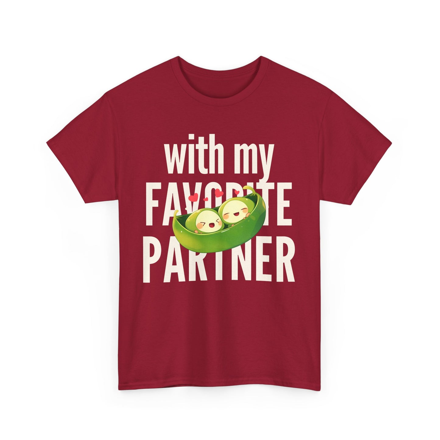 Cute Couple Tee - 'With My Favorite Partner' Cotton Tee