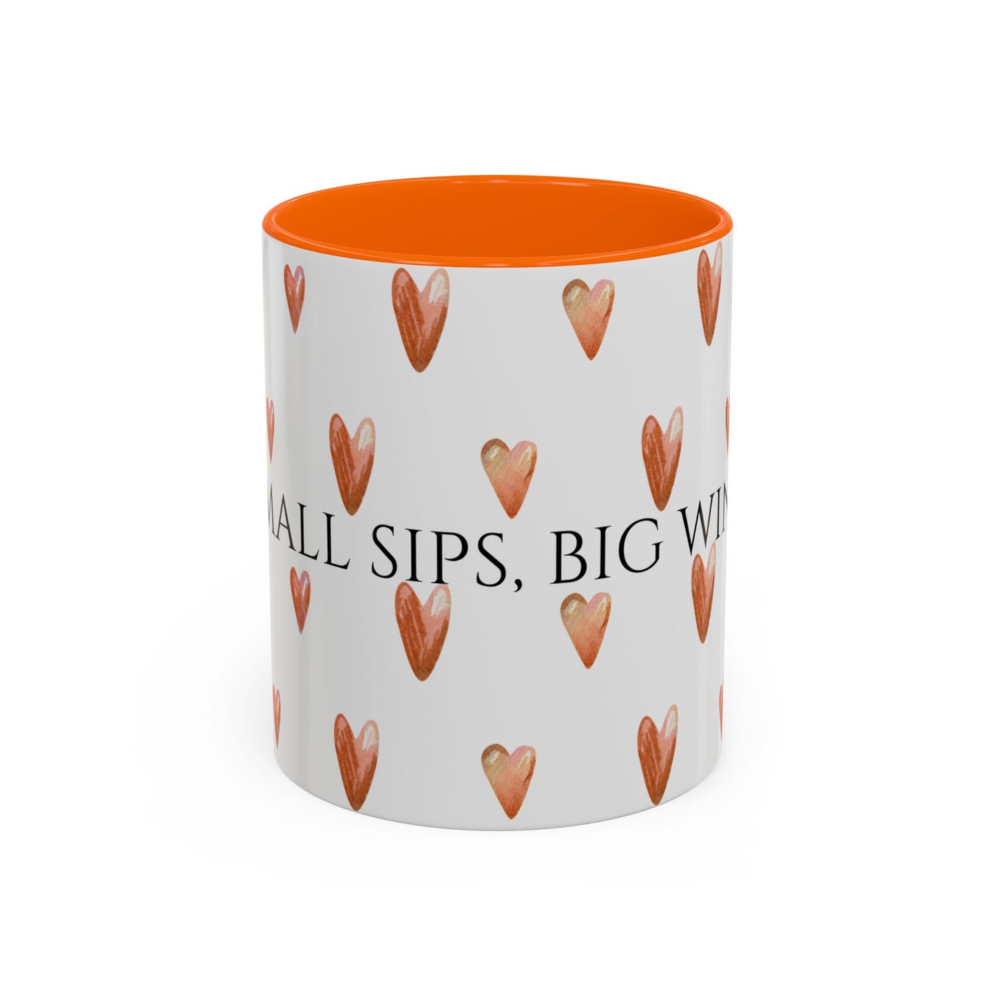 Small Sips, Big Wins Mug - Heart Patterned Accent