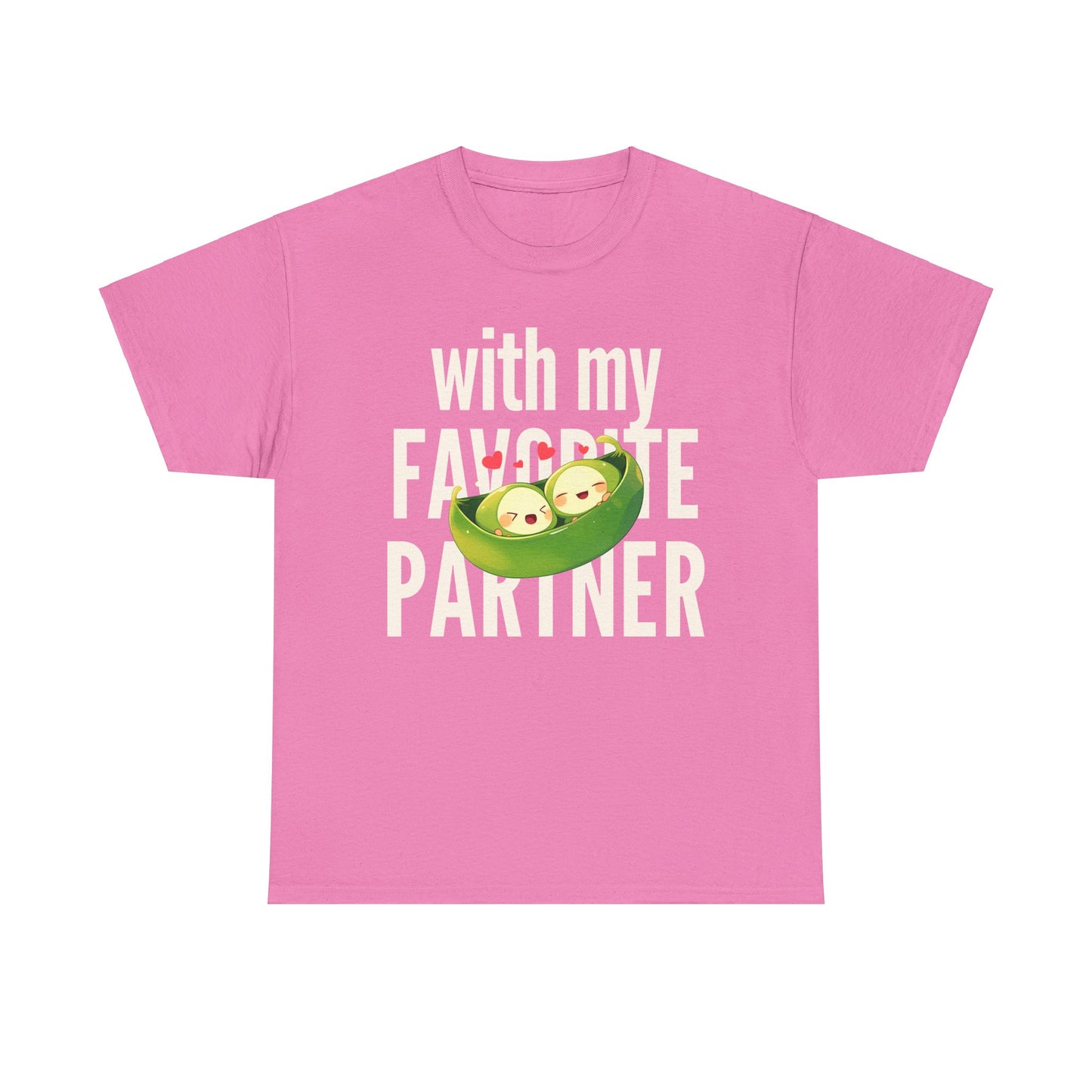 Cute Couple Tee - 'With My Favorite Partner' Cotton Tee