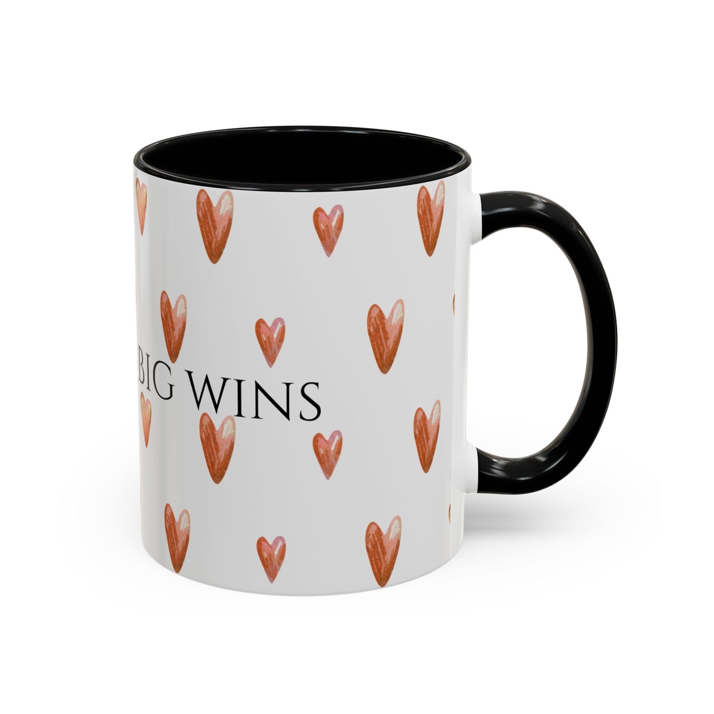 Small Sips, Big Wins Mug - Heart Patterned Accent