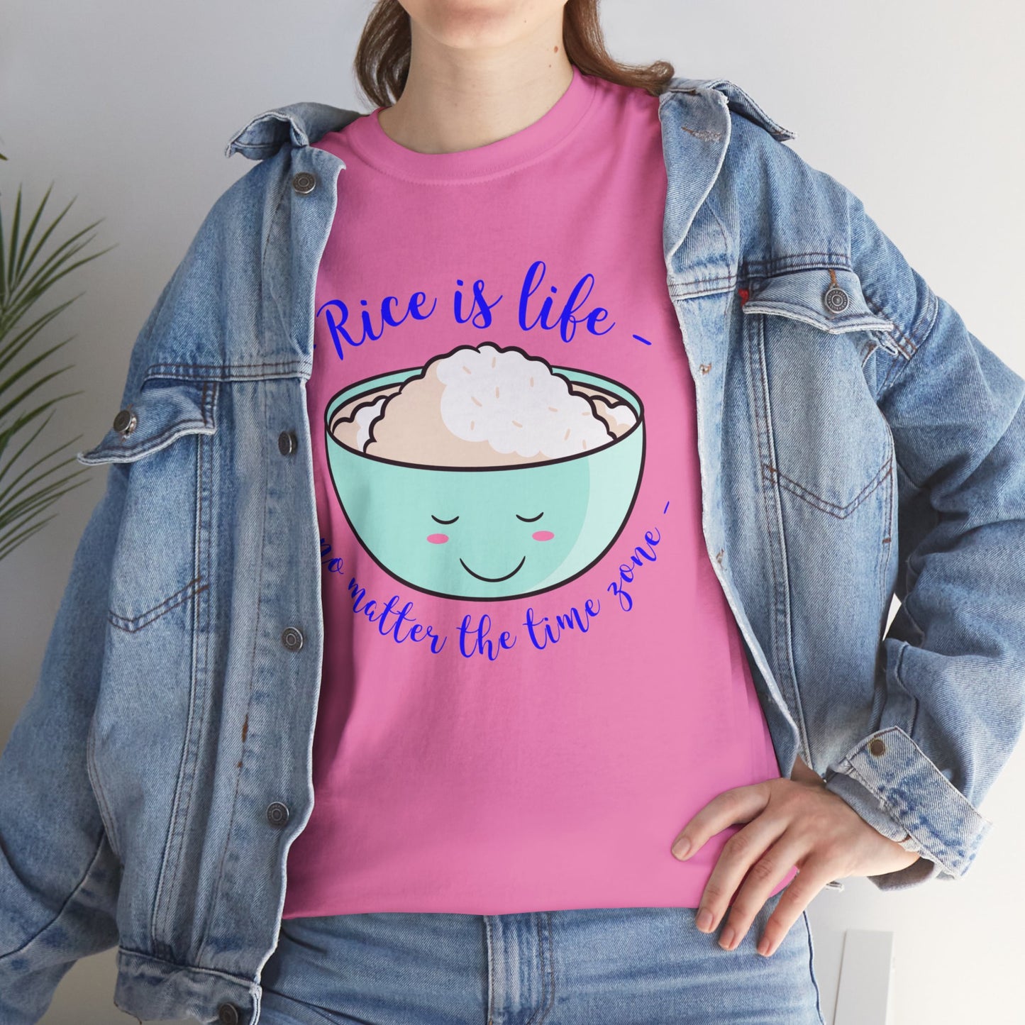 Rice is Life No Matter the Time Zone Cotton Tee