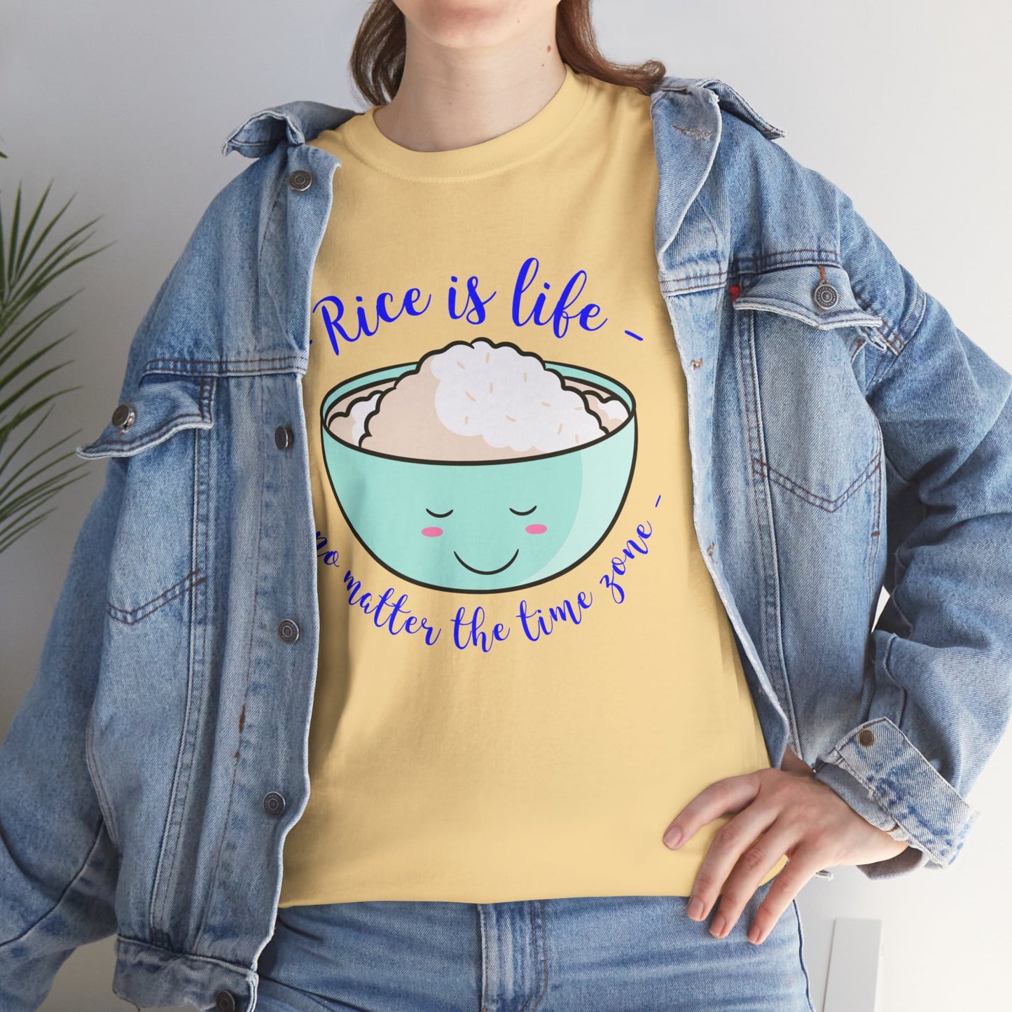 Rice is Life No Matter the Time Zone Cotton Tee