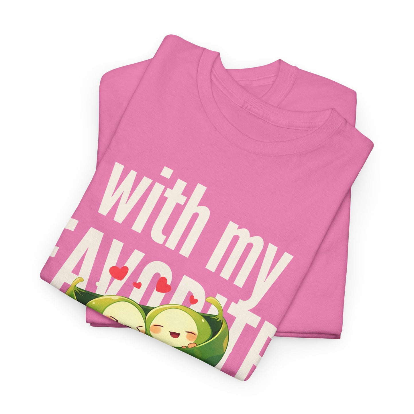 Cute Couple Tee - 'With My Favorite Partner' Cotton Tee