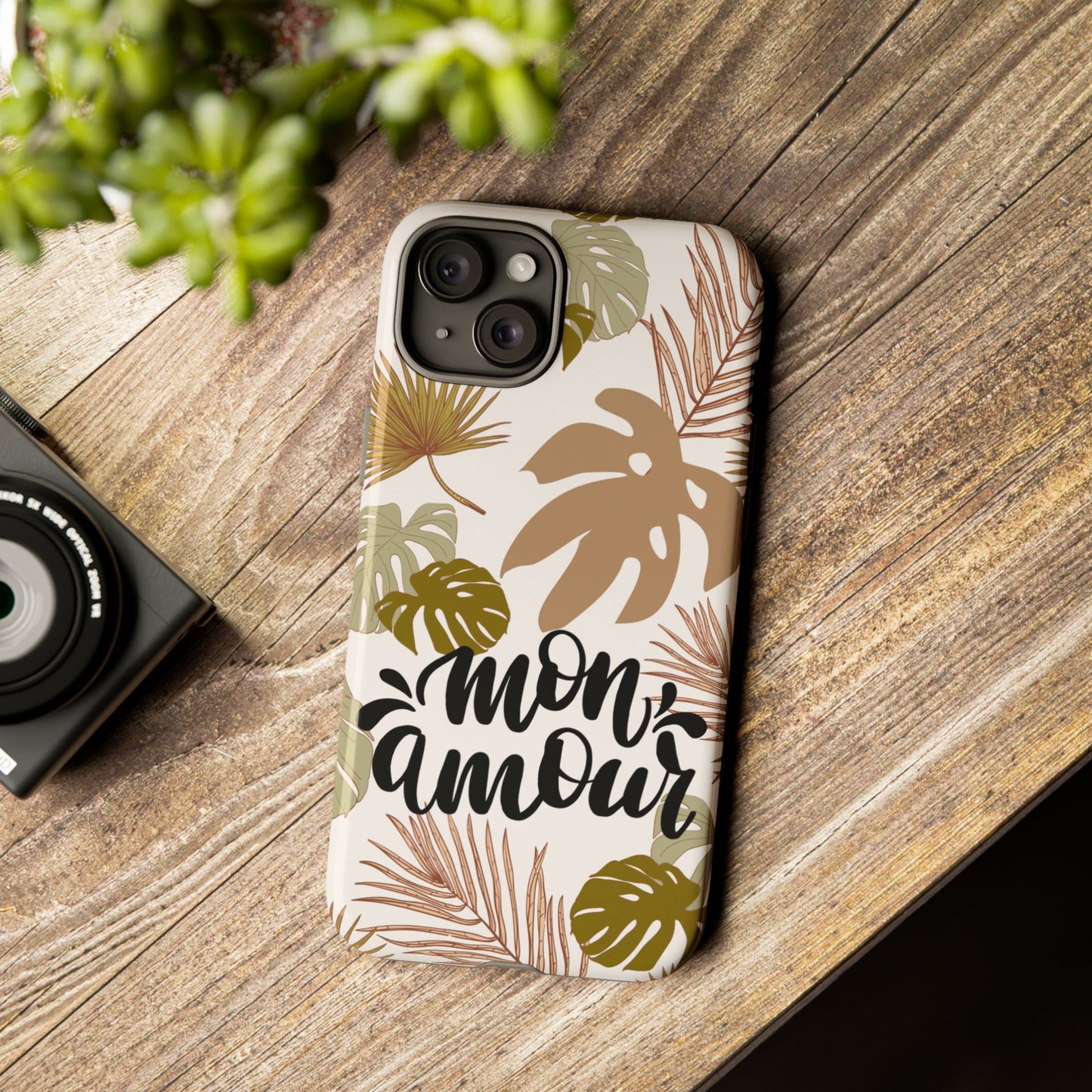 'Mon Amour' Stylish Tropical Phone Case Design