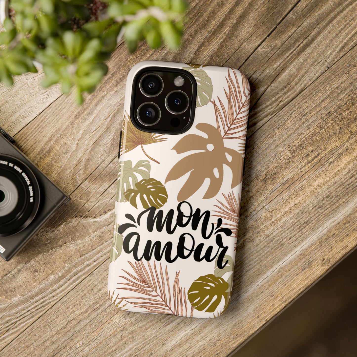 'Mon Amour' Stylish Tropical Phone Case Design